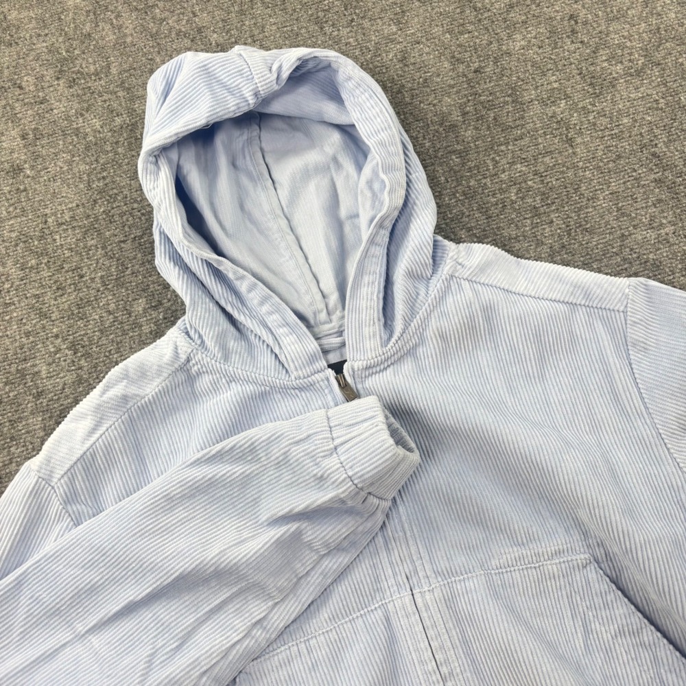 Hollister Corduroy Full Zip Hoodie S Blue Cropped Bomber Jacket Womens
